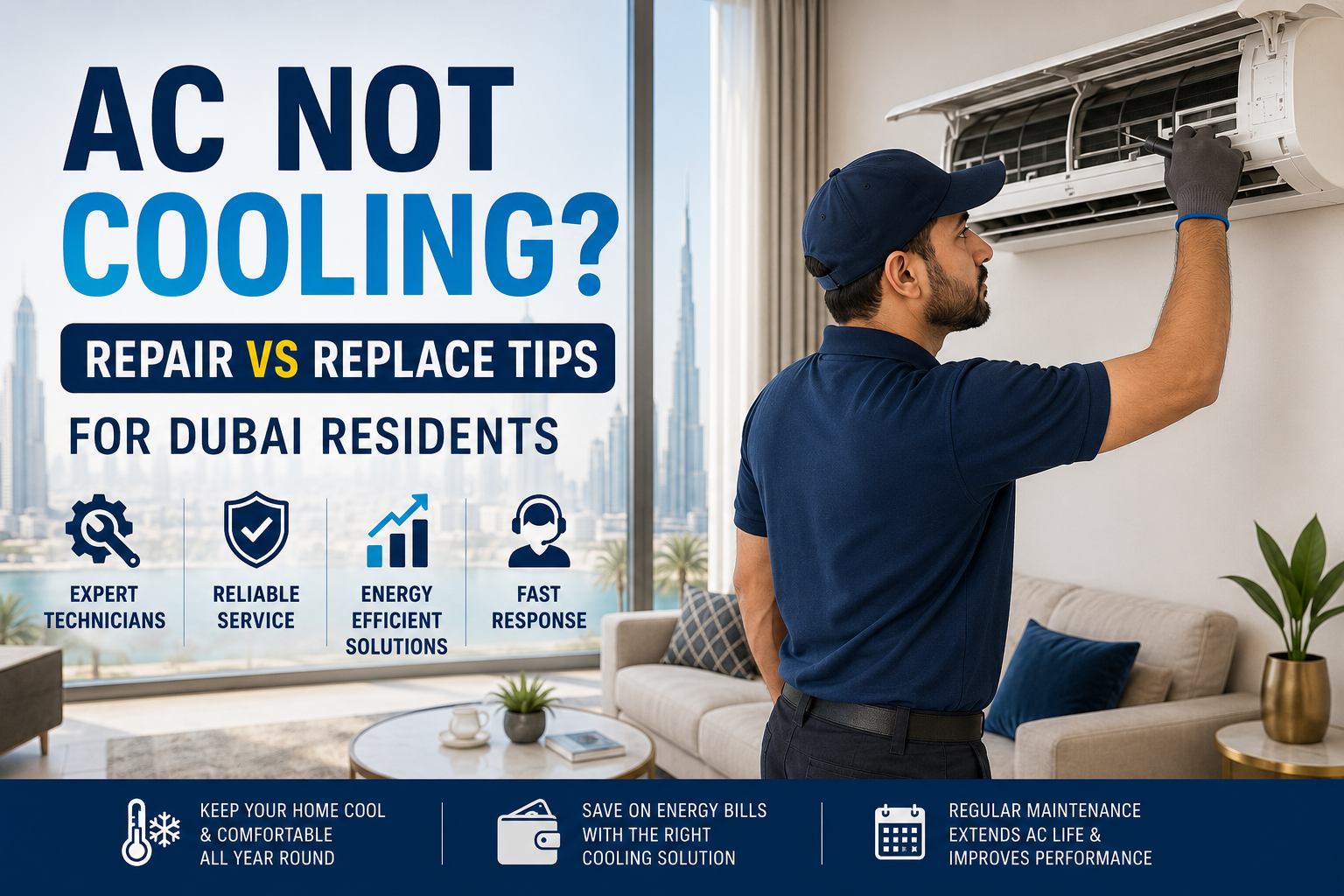 AC Not Cooling? Repair vs Replace which is for Dubai Summer Climates