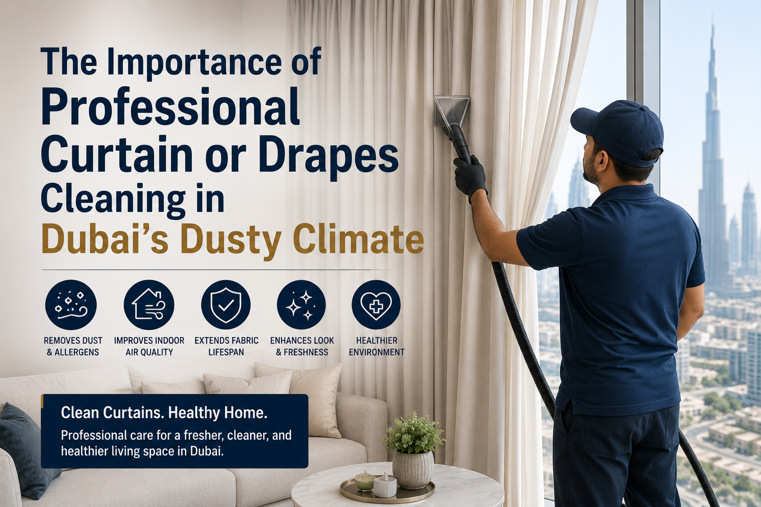 Professional curtain or Drapes cleaning for Dubai's climate