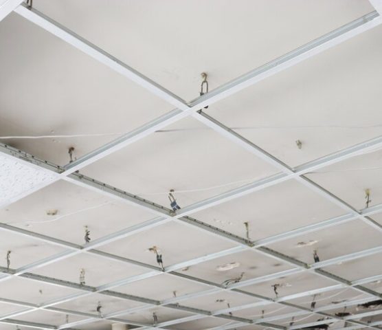 Suspended,Ceiling,Photo.,Metal,Frame,On,The,Ceiling,Before,Drywall