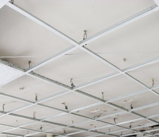Suspended,Ceiling,Photo.,Metal,Frame,On,The,Ceiling,Before,Drywall
